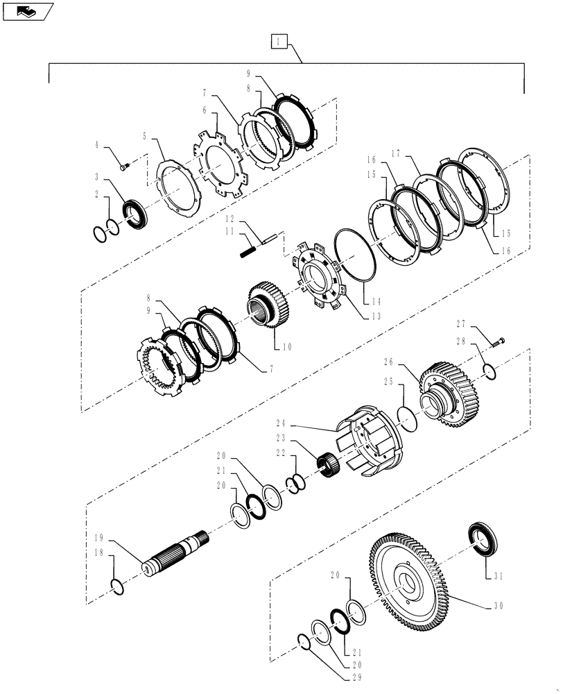 Схема запчастей Case IH STEIGER 350 - (14.102.05[01]) - HYDRAULIC PUMP DRIVE WITH PTO - INPUT CLUTCH SHAFT (14) - MAIN GEARBOX & DRIVE