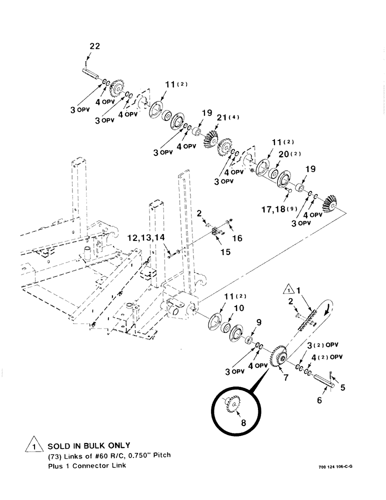 Схема запчастей Case IH 8750 - (2-4) - DRIVE ASSEMBLY, 38 INCH ROW (58) - ATTACHMENTS/HEADERS