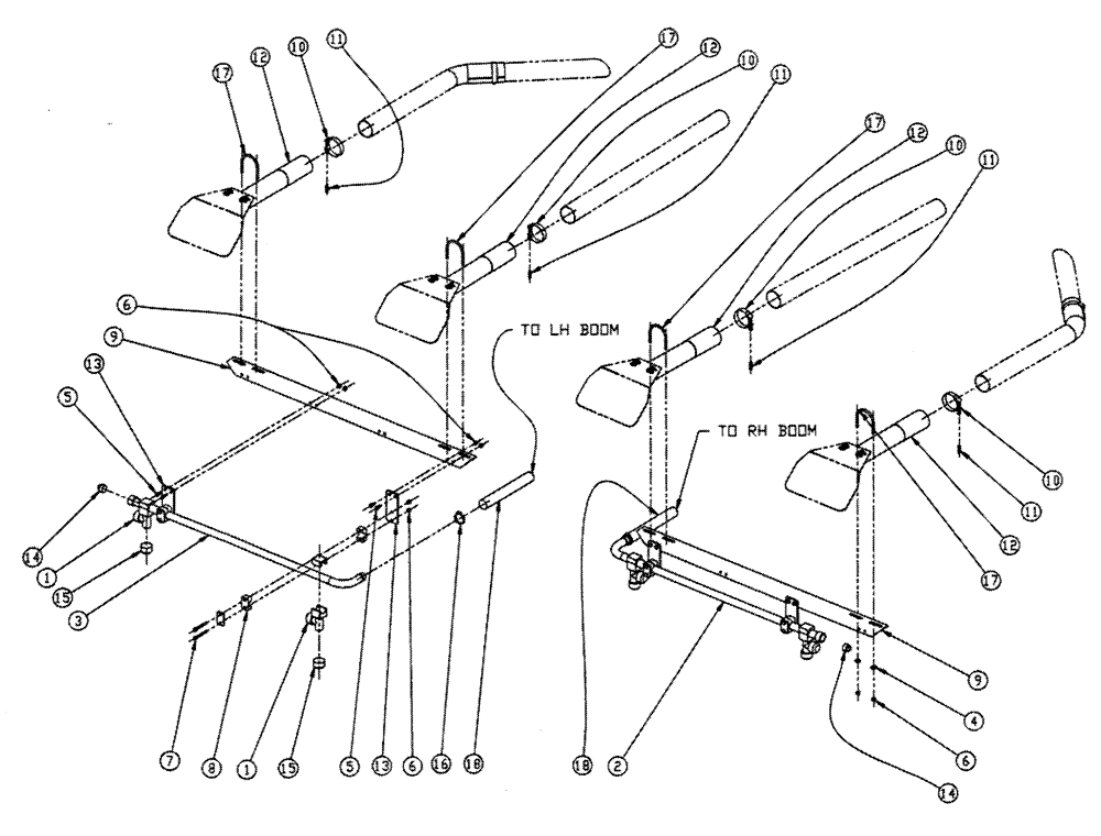 Схема запчастей Case IH FLEX-AIR - (12-015) - BOOM PLUMBING, 2.5, MID, R TUBE Wet Kit