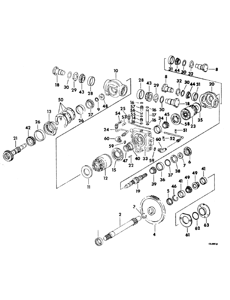 Схема запчастей Case IH 826 - (07-07) - DRIVE TRAIN, HYDROSTATIC DR. GEARS & SHAFTS, BEARINGS MOTOR & PUMP, CENTER SECTION, TUBES & CONNECT. (04) - Drive Train