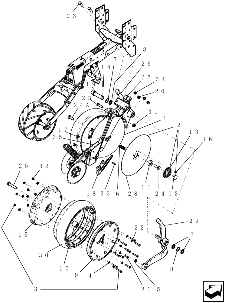 Схема запчастей Case IH 1200PT - (L.10.F[27]) - DISC OPENER & GAUGE WHEEL, WITH RH LEADING DISC OPENER (LH SIDE OF PLANTER, BTW CBJ0001597 AND MARCH 2007) L - Field Processing