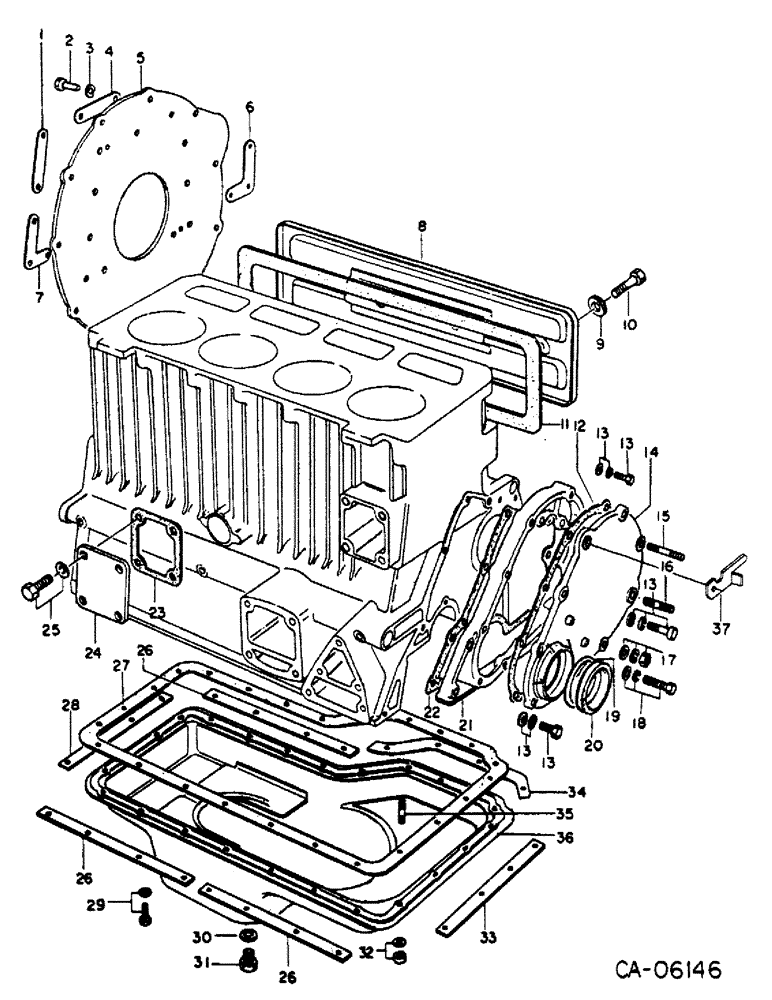 Схема запчастей Case IH 4150 - (12-05) - POWER, TIMING GEAR CASE AND OIL PAN, MAZDA ENGINE (04) - Drive Train