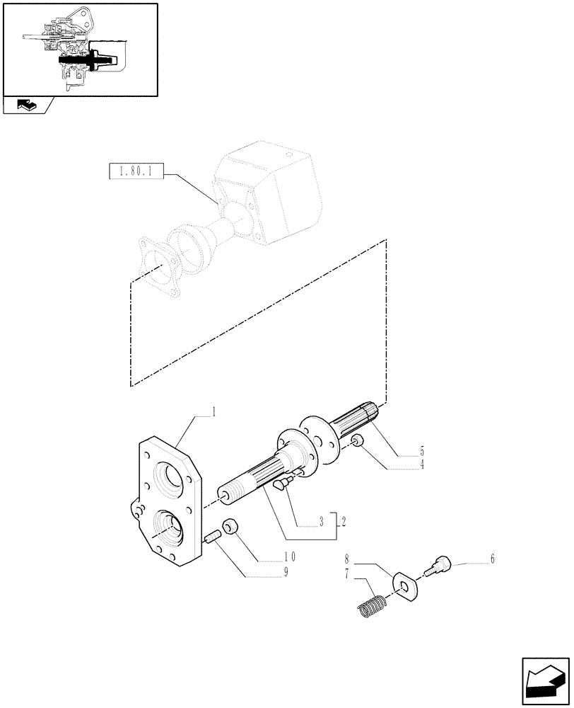 Схема запчастей Case IH FARMALL 65C - (1.80.1/03[03]) - POWER TAKE-OFF (540-540E-1000 RPM) WITH GROUND SPEED - SHAFT AND COVER (VAR.330817-331817) (07) - HYDRAULIC SYSTEM