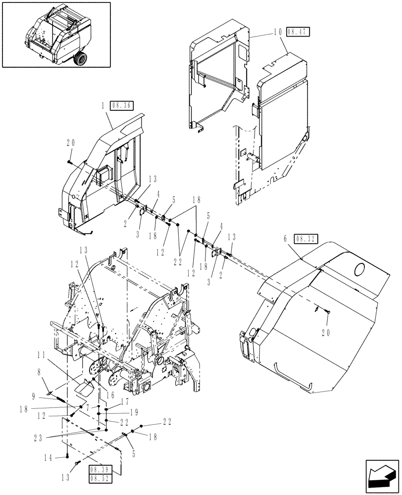 Схема запчастей Case IH RBX462 - (08.11) - SHIELDS, NORTH AMERICA (08) - SHEET METAL/DECALS