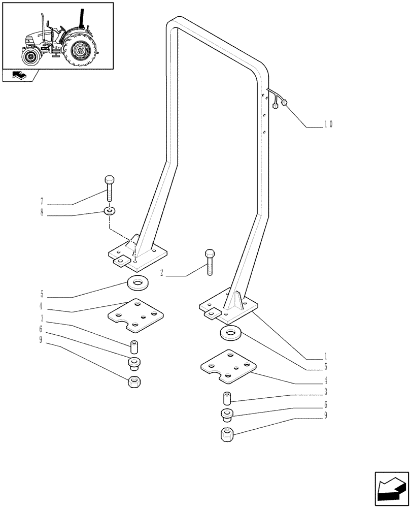 Схема запчастей Case IH FARMALL 90 - (1.92.89) - SAFETY FRAME - L/CAB (10) - OPERATORS PLATFORM/CAB