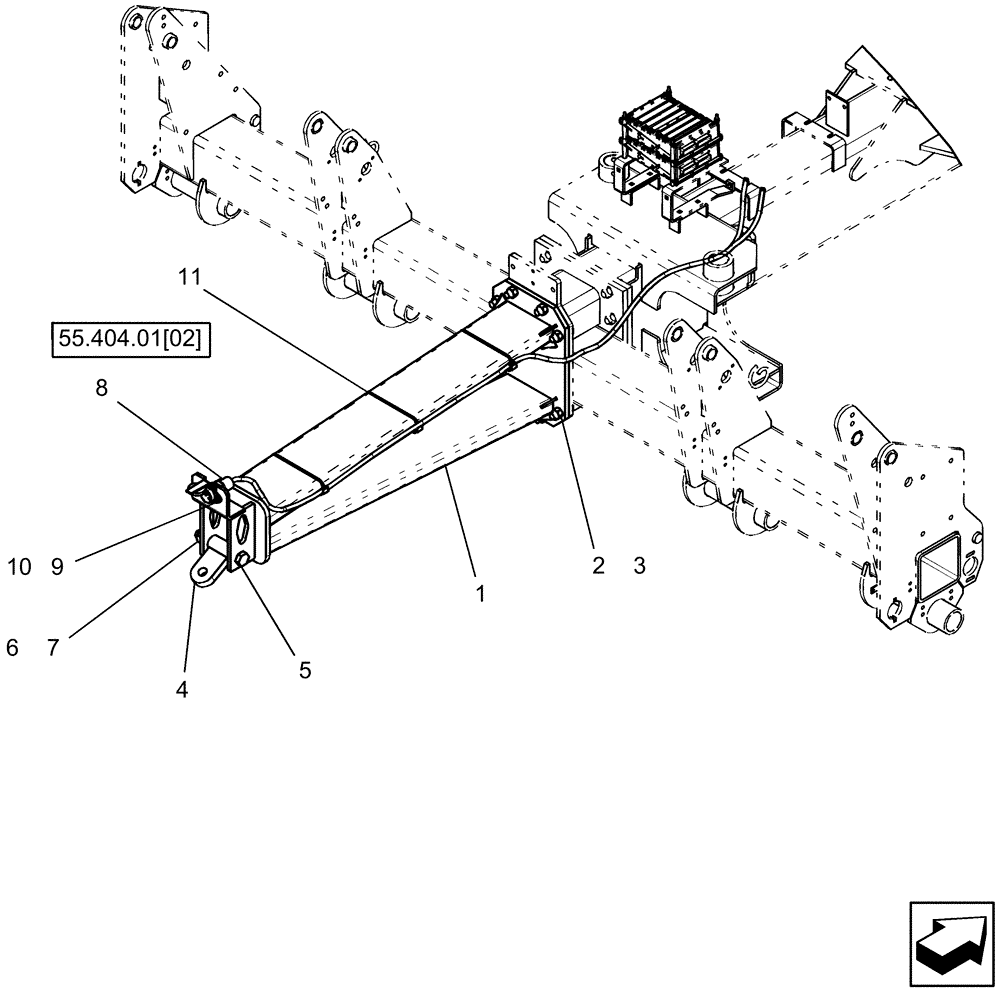 Схема запчастей Case IH 1250 - (39.110.14) - OPTION - REAR HITCH - 12 ROW AND 16 ROW (39) - FRAMES AND BALLASTING