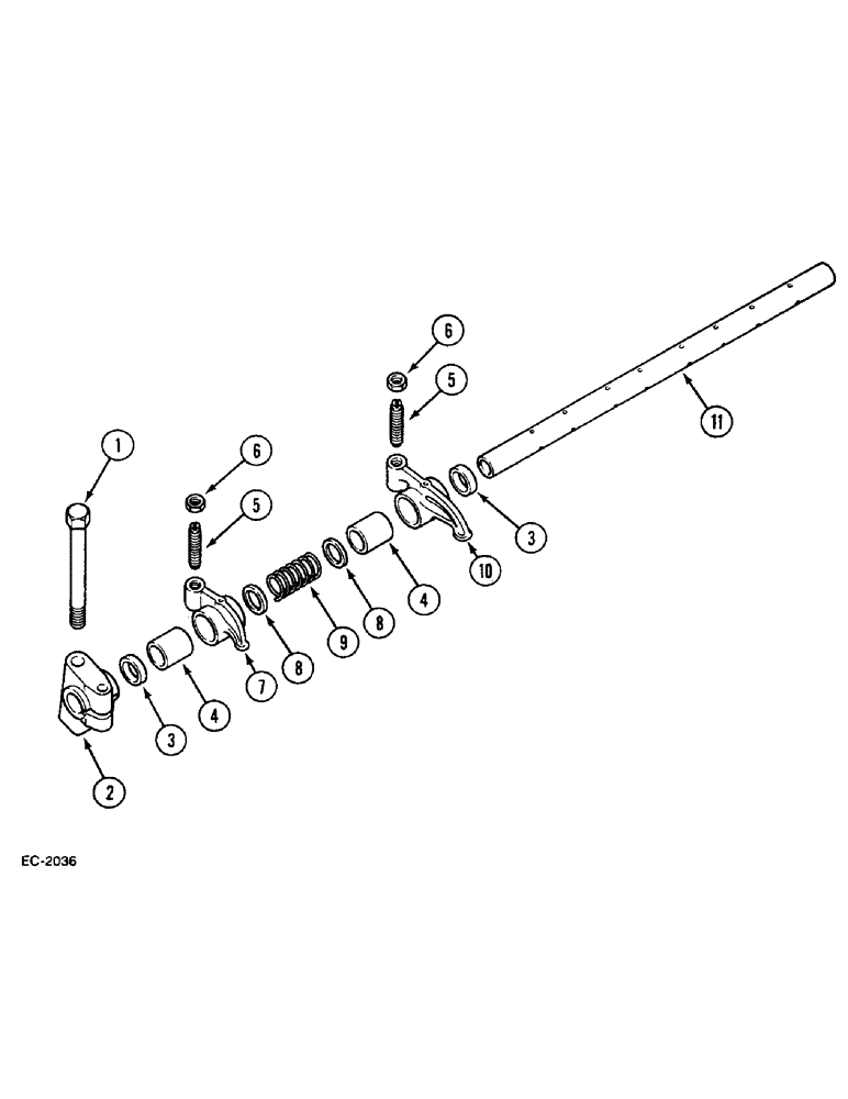 Схема запчастей Case IH 833 - (2-30) - VALVE LEVER (02) - ENGINE