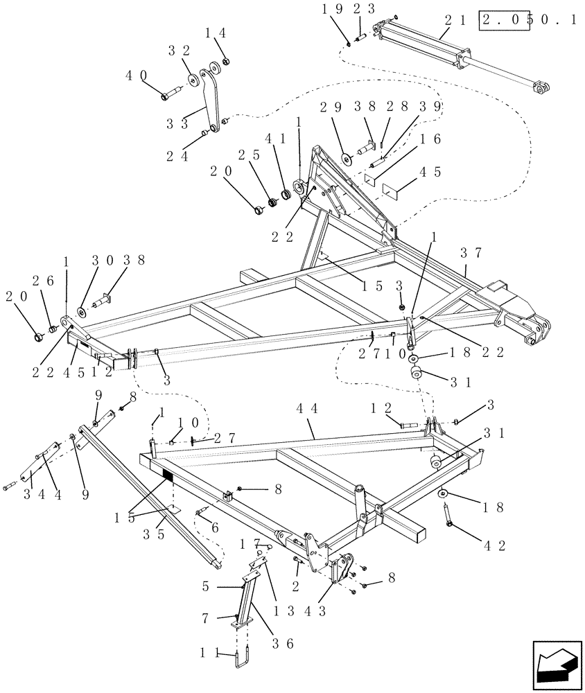 Схема запчастей Case IH PTX600 - (1.050.1) - 9 FT FIVE SECTION INNER WING ASSEMBLY (12) - FRAME