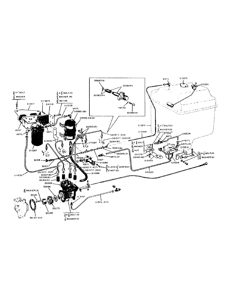 Схема запчастей Case IH 300-SERIES - (056) - DIESEL ENGINE, FUEL SYSTEM, WITH HAND PRIMER PUMP, FUEL INJECTION TUBES AND NOZZLES (03) - FUEL SYSTEM