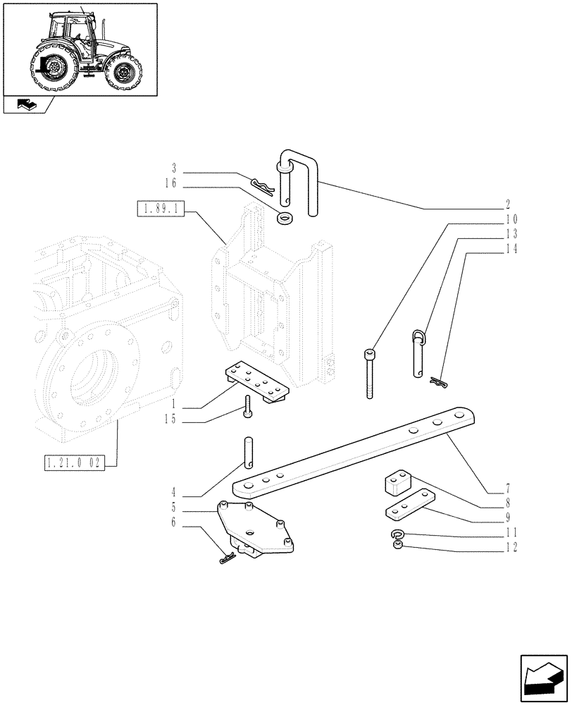 Схема запчастей Case IH FARMALL 60 - (1.89.0/03) - SWINGING DRAWBAR FOR HITCH AND SUPPORT - (GERMANY) (VAR.336398) (09) - IMPLEMENT LIFT