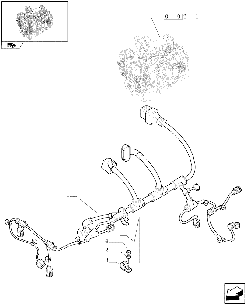 Схема запчастей Case IH PUMA 210 - (0.41.3) - CONNECTIONS CABLE FOR ENGINE INJECTION (01) - ENGINE