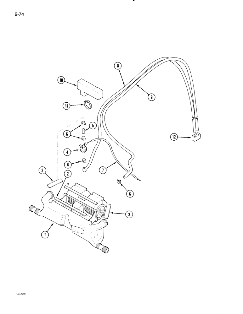 Схема запчастей Case IH 595 - (9-074) - CAB, HEATER PIPES (09) - CHASSIS/ATTACHMENTS