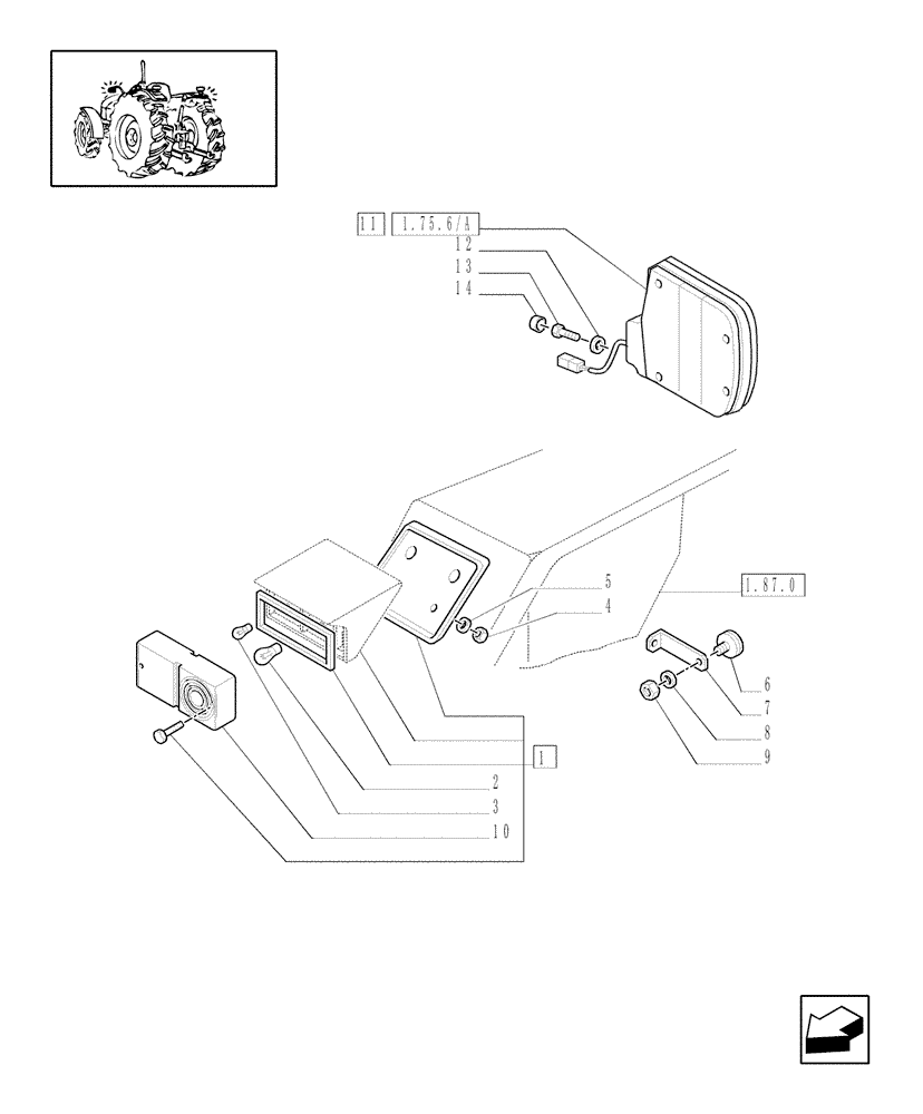 Схема запчастей Case IH JX80U - (1.75.6[02]) - LIGHTING COMPONENTS - (L/ CAB) (06) - ELECTRICAL SYSTEMS