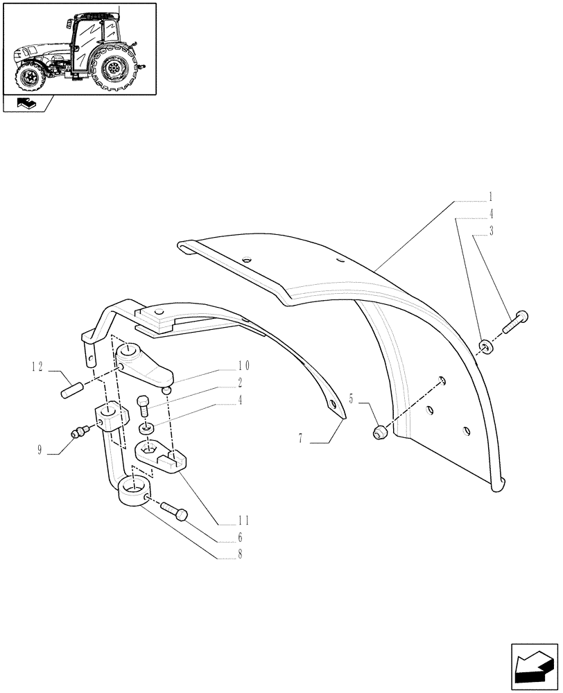 Схема запчастей Case IH FARMALL 85N - (1.43.0/01) - 2WD FRONT MUDGUARDS (VAR.330863) (04) - FRONT AXLE & STEERING