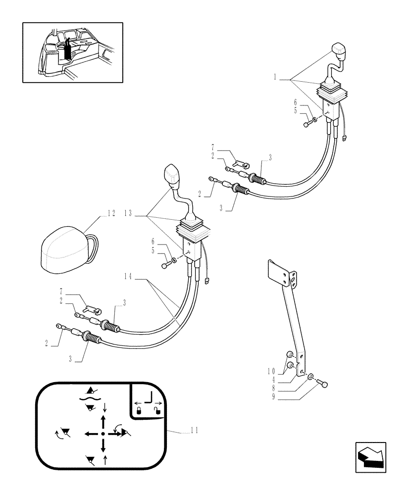 Схема запчастей Case IH MXM130 - (1.96.2/10) - (VAR.245/1) 3 CONTROL VALVES WITH JOYSTICK WITH SPRUNG CAB (10) - OPERATORS PLATFORM/CAB