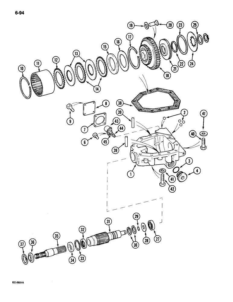 Схема запчастей Case IH 695 - (6-094) - MECHANICAL FRONT DRIVE, TRANSFER GEARBOX (06) - POWER TRAIN