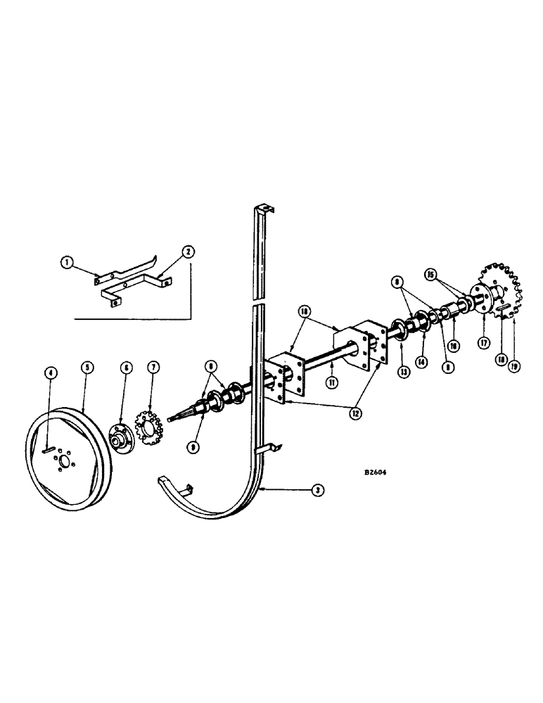 Схема запчастей Case IH 1060 - (134) - MAIN COMBINE DRIVE SHAFT, CHAIN DRIVE CYLINDER (66) - THRESHING