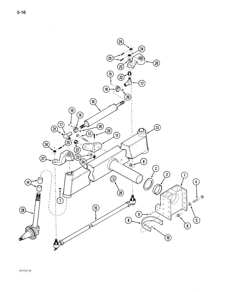 Схема запчастей Case IH 1640 - (5-16) - STEERING AXLE, NONADJUSTABLE AXLE (04) - STEERING