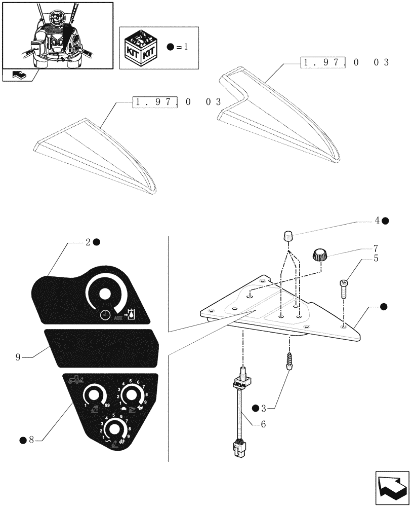 Схема запчастей Case IH PUMA 140 - (1.75.1/05) - COMMAND ARM LESS SLIP CONTROL (RADAR) - CONTROLS (VAR.332022-332025) (06) - ELECTRICAL SYSTEMS