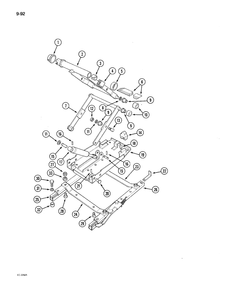 Схема запчастей Case IH 895 - (9-092) - SUSPENSION SEAT, TRACTOR WITHOUT CAB (09) - CHASSIS/ATTACHMENTS