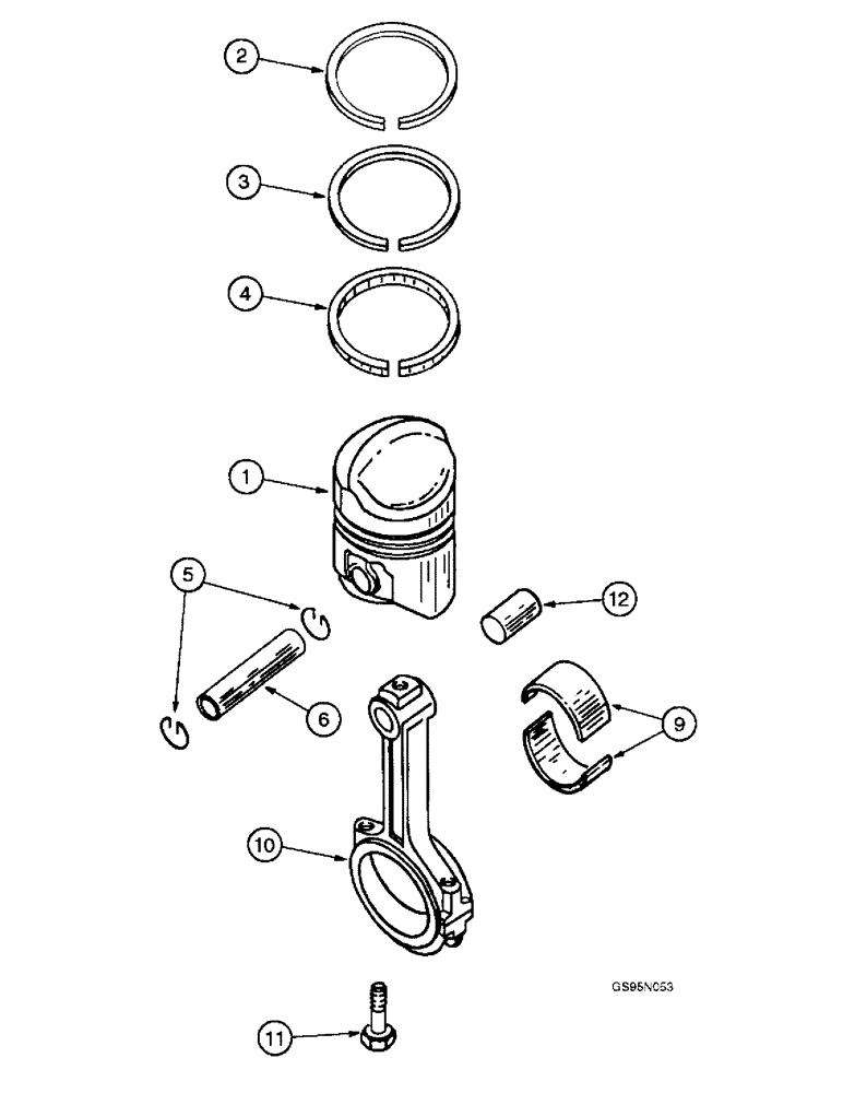 Схема запчастей Case IH D-301 - (3-10) - CONNECTING RODS AND PISTONS 