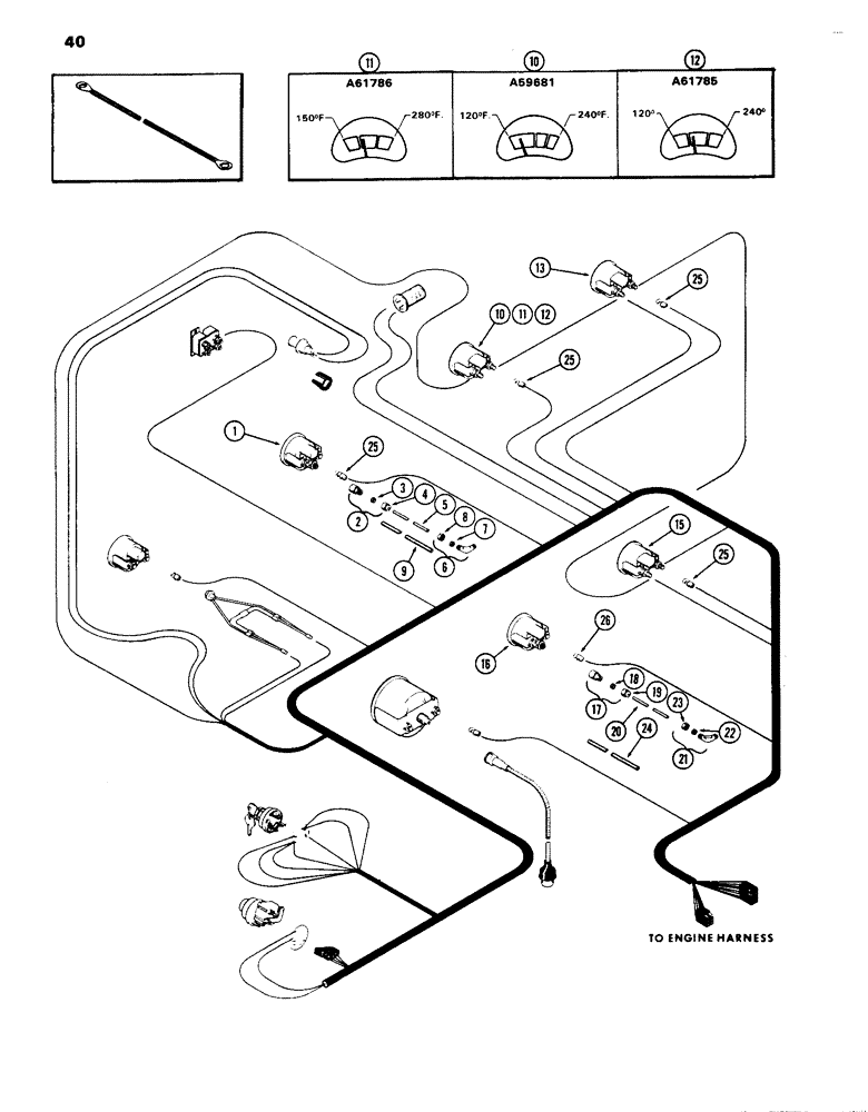 Схема запчастей Case IH 1070 - (040) - INSTRUMENTS AND WIRING, (451B) DIESEL ENGINE (04) - ELECTRICAL SYSTEMS