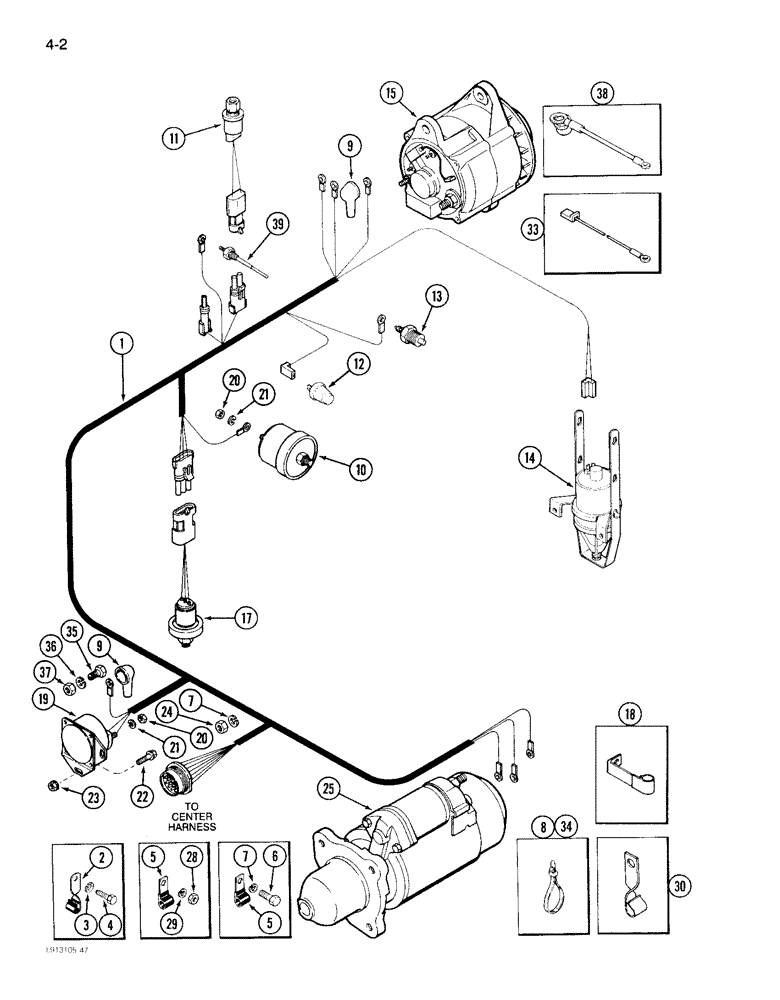 Схема запчастей Case IH 1640 - (4-02) - ENGINE HARNESS, PRIOR TO P.I.N. JJC0097190 (06) - ELECTRICAL