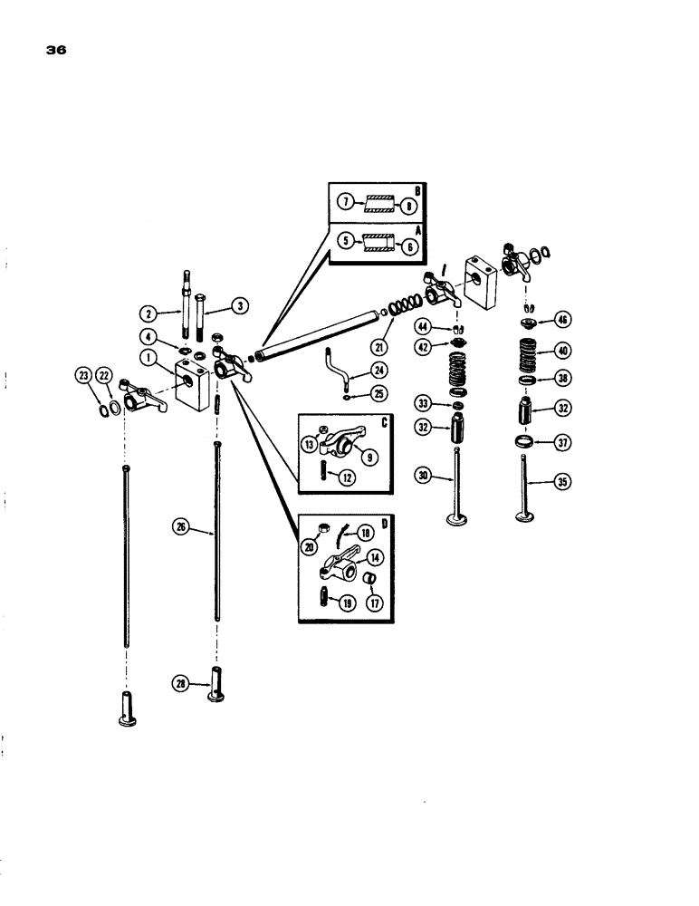 Схема запчастей Case IH 930-SERIES - (036) - ROCKER ARMS, VALVES, PUSH RODS, SPARK IGNITION ENGINE (02) - ENGINE