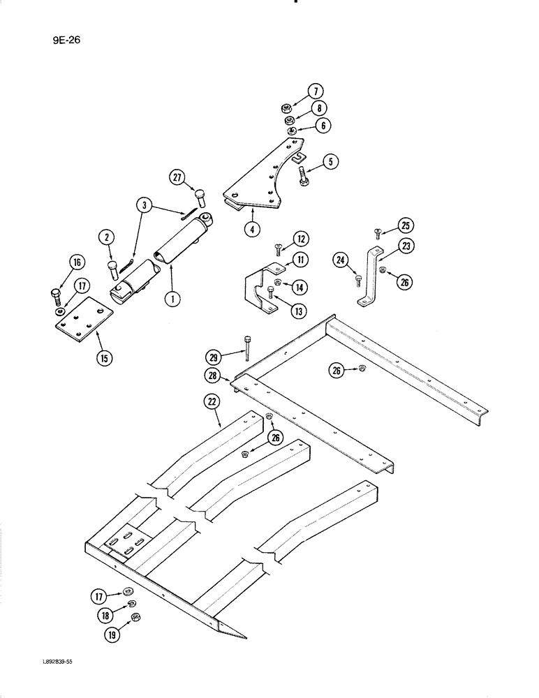 Схема запчастей Case IH 1670 - (9E-26) - UNLOADER SWING CYLINDER SUPPORTS (17) - GRAIN TANK & UNLOADER