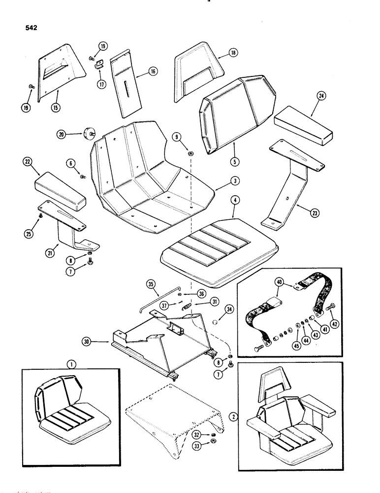 Схема запчастей Case IH 1070 - (0542) - AGRI-KING SEAT, USED PRIOR TRACTOR SERIAL NUMBER 8693001 (09) - CHASSIS/ATTACHMENTS