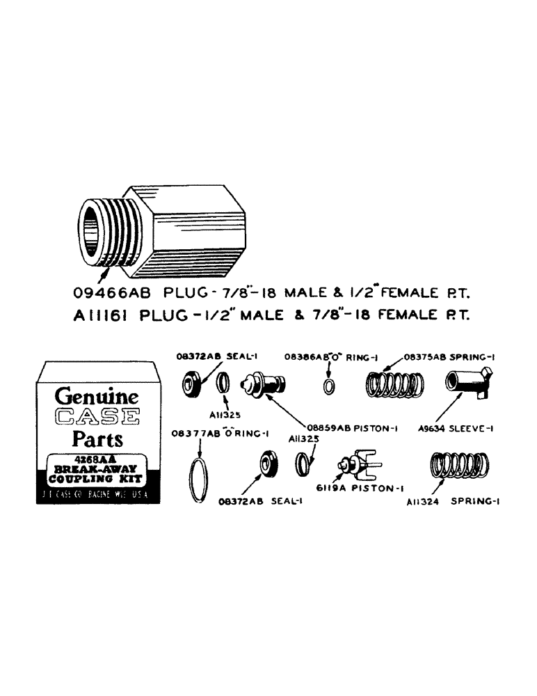 Схема запчастей Case IH 900 - (134) - HYDRAULIC CONTROL UNIT, ADAPTER PLUG FOR BREAK-AWAY COUPLINGS (08) - HYDRAULICS