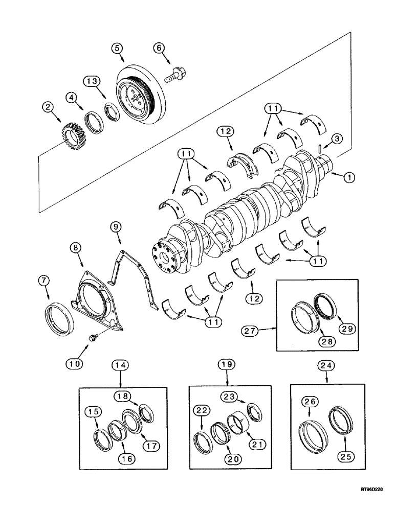 Схема запчастей Case IH MX240 - (2-126) - CRANKSHAFT, MX180, MX200, MX220, MX240, MX270, 6T-830/6TAA-830/6TAA-8304 EMISSIONS CERTIFIED ENGINE (02) - ENGINE