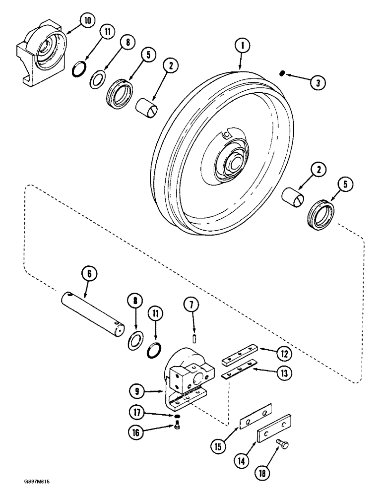 Схема запчастей Case IH 1660 - (6-88) - TRACK IDLER, IF USED (03) - POWER TRAIN