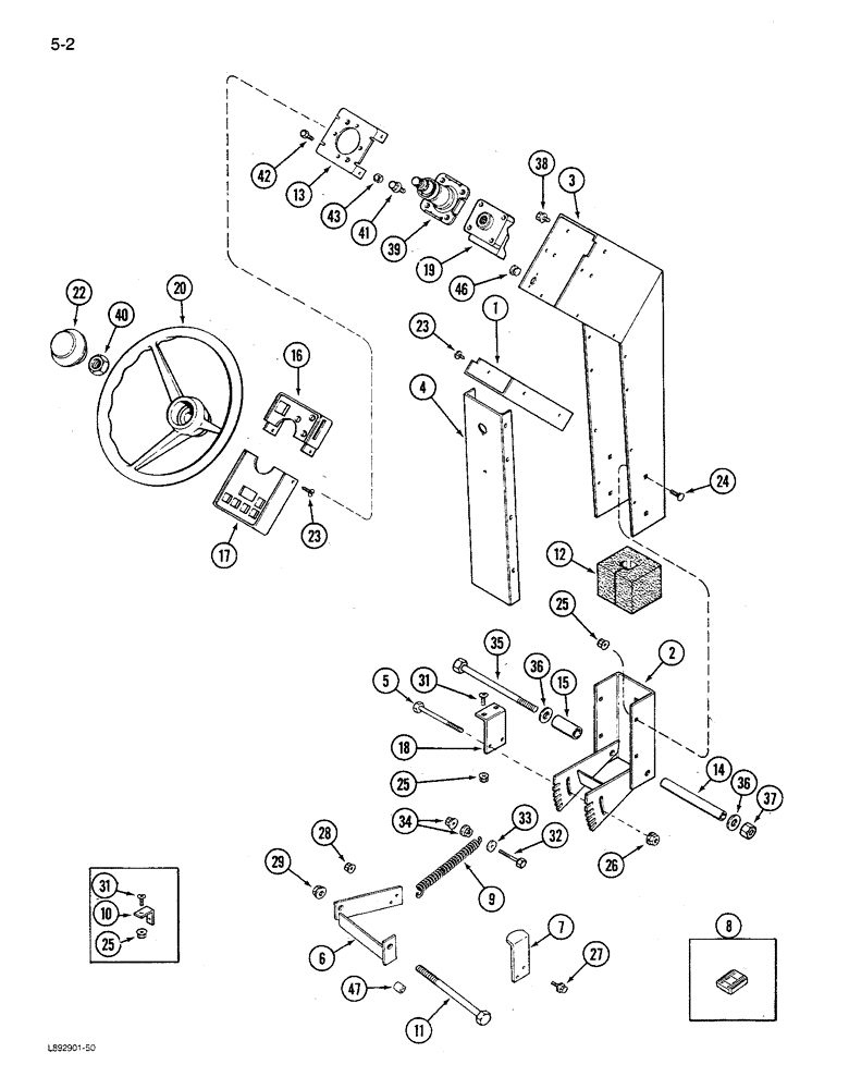 Схема запчастей Case IH 1680 - (5-002) - STEERING SUPPORT AND WHEEL (04) - STEERING