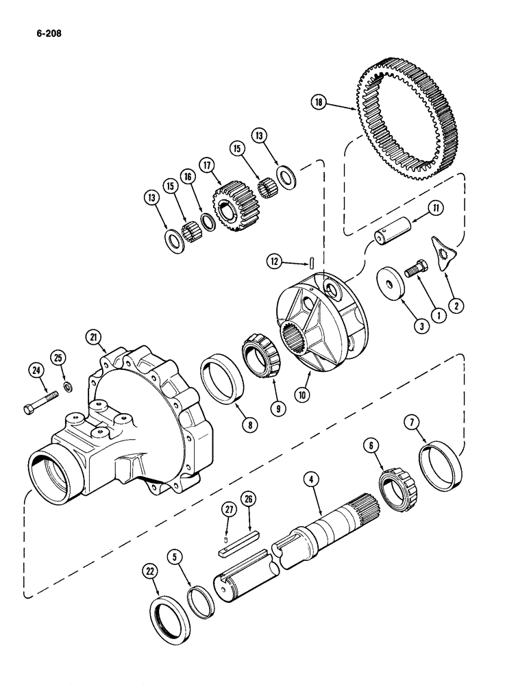 Схема запчастей Case IH 2094 - (6-208) - REAR AXLE, HOUSING AND PLANETARY GEARS, 120 INCH LONG AXLE (3048 MM) (06) - POWER TRAIN