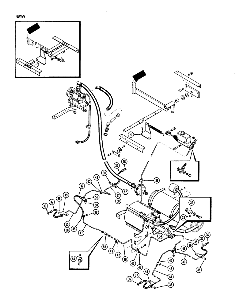 Схема запчастей Case IH 1200 - (081A) - HYDRAULIC BRAKE LINES AND PEDAL SYSTEM, CONTINUED (07) - BRAKES