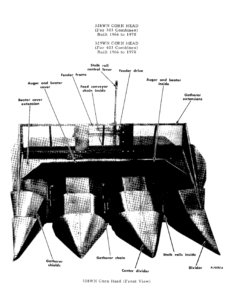 Схема запчастей Case IH 328WN - (E-01) - 328WN CORN HEAD (FRONT VIEW) (58) - ATTACHMENTS/HEADERS