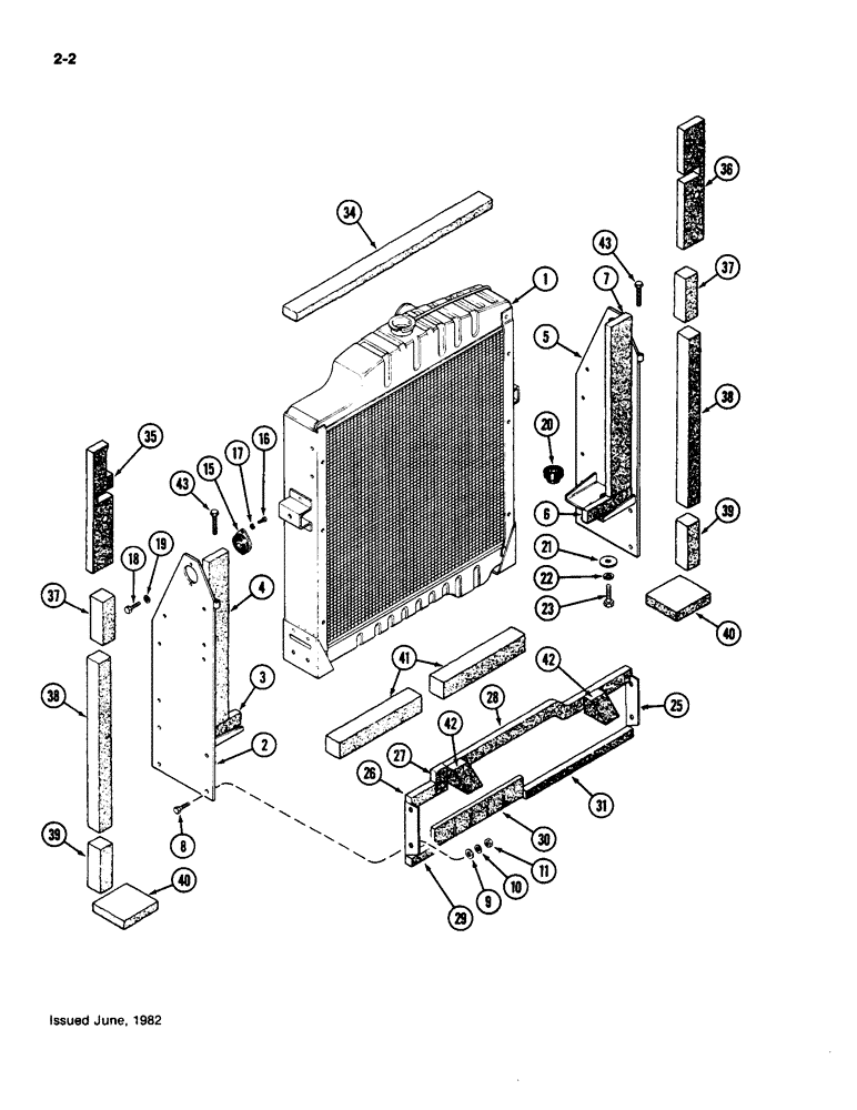 Схема запчастей Case IH 4490 - (2-002) - RADIATOR SUPPORT AND SEALS, 504BDT DIESEL ENGINE (02) - ENGINE