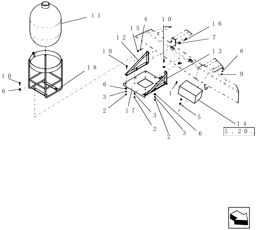 Схема запчастей Case IH SRX160 - (L.20.D[03]) - MARKER, FOAM - MOUNTING L - Field Processing