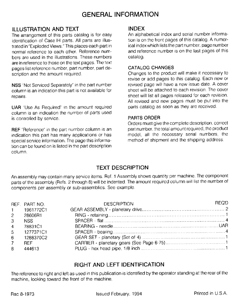Схема запчастей Case IH 2594 - (1-04) - GENERAL INFORMATION (00) - PICTORIAL INDEX