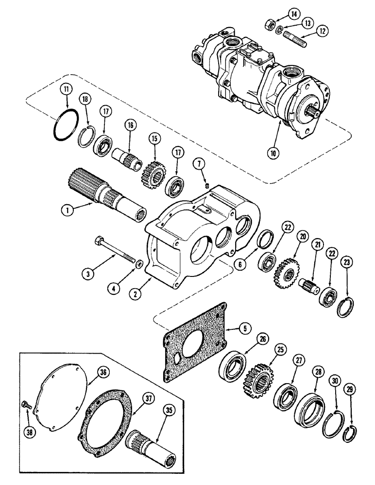 Схема запчастей Case IH 4890 - (8-254) - HYDRAULIC PUMP DRIVE (08) - HYDRAULICS