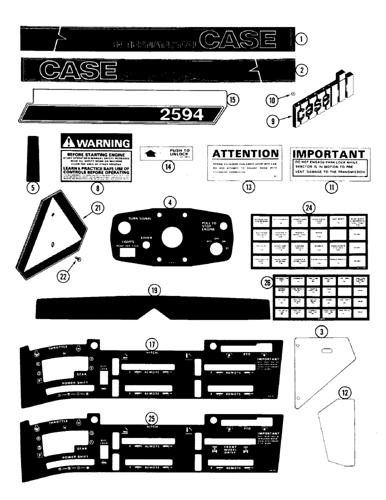 Схема запчастей Case IH 2594 - (9-090) - DECALS, TRACTOR KIT (09) - CHASSIS/ATTACHMENTS