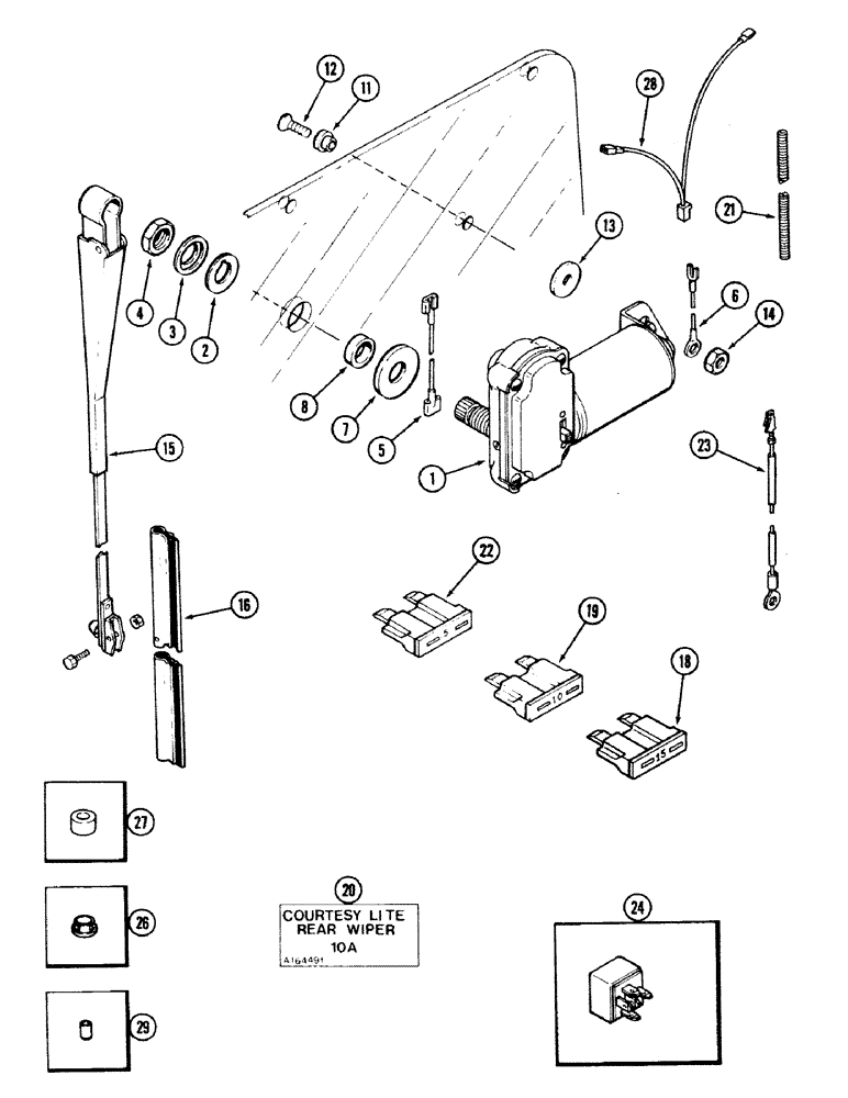 Схема запчастей Case IH 2594 - (9-148) - REAR WINDOW WIPER (09) - CHASSIS/ATTACHMENTS