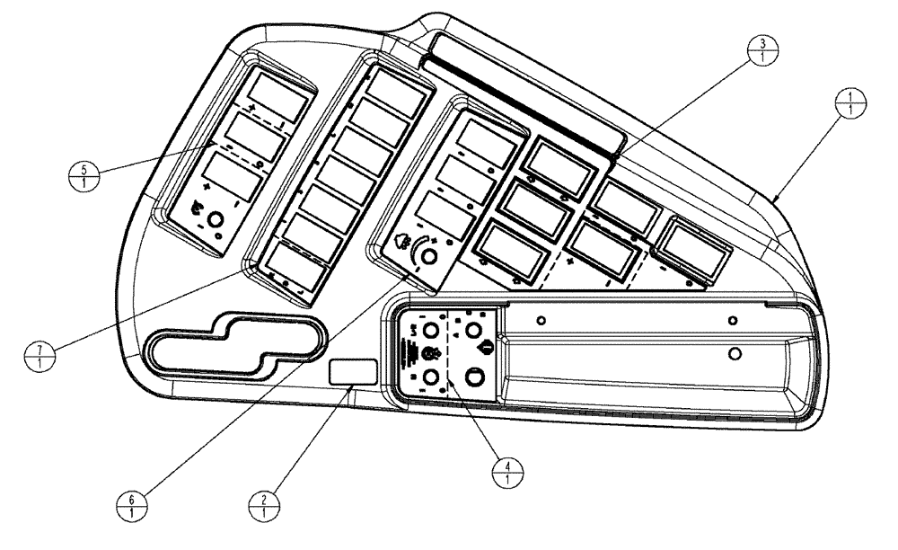 Схема запчастей Case IH TITAN 4520 - (01-057) - COVER ASSEMBLY, R.H. CONTROL, FLEX-AIR (10) - CAB