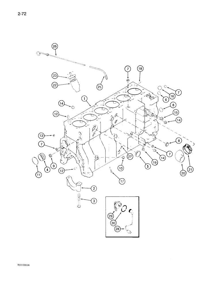 Схема запчастей Case IH 7140 - (2-072) - CYLINDER BLOCK, 6TA-830 ENGINE, BLOCK W/6 PISTON COOLING NOZZLES, PRIOR TO ENGINE S/N 44487830 (02) - ENGINE