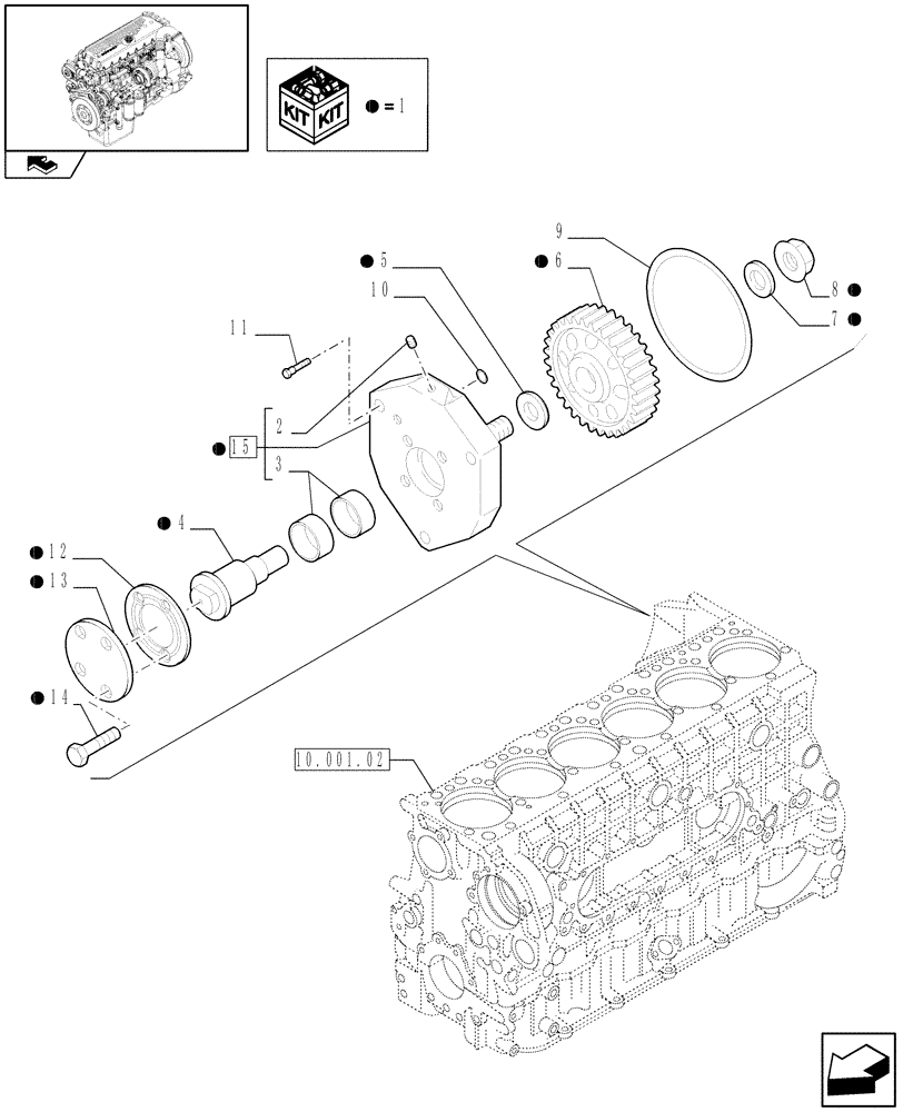 Схема запчастей Case IH F3CE0684F E001 - (10.114.02) - AUXILIARY DRIVE GEAR & COVER (500387625) (01) - ENGINE