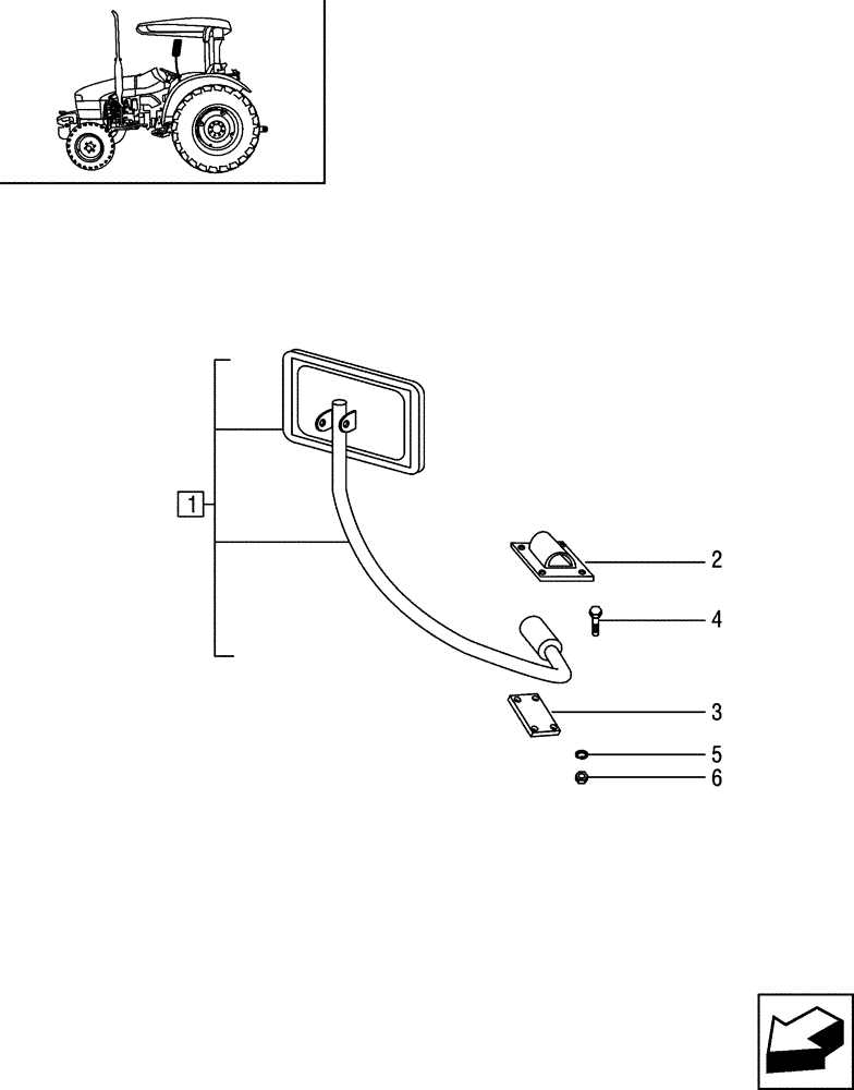 Схема запчастей Case IH JX55 - (1.87.2/02) - (VAR.614) LH REARVIEW MIRROR - FOR STRADDLE VERSION (08) - SHEET METAL