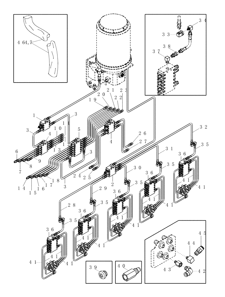 Схема запчастей Case IH CPX420 - (09A-47) - LUBE LINES - 5 ROW NARROW (13) - PICKING SYSTEM