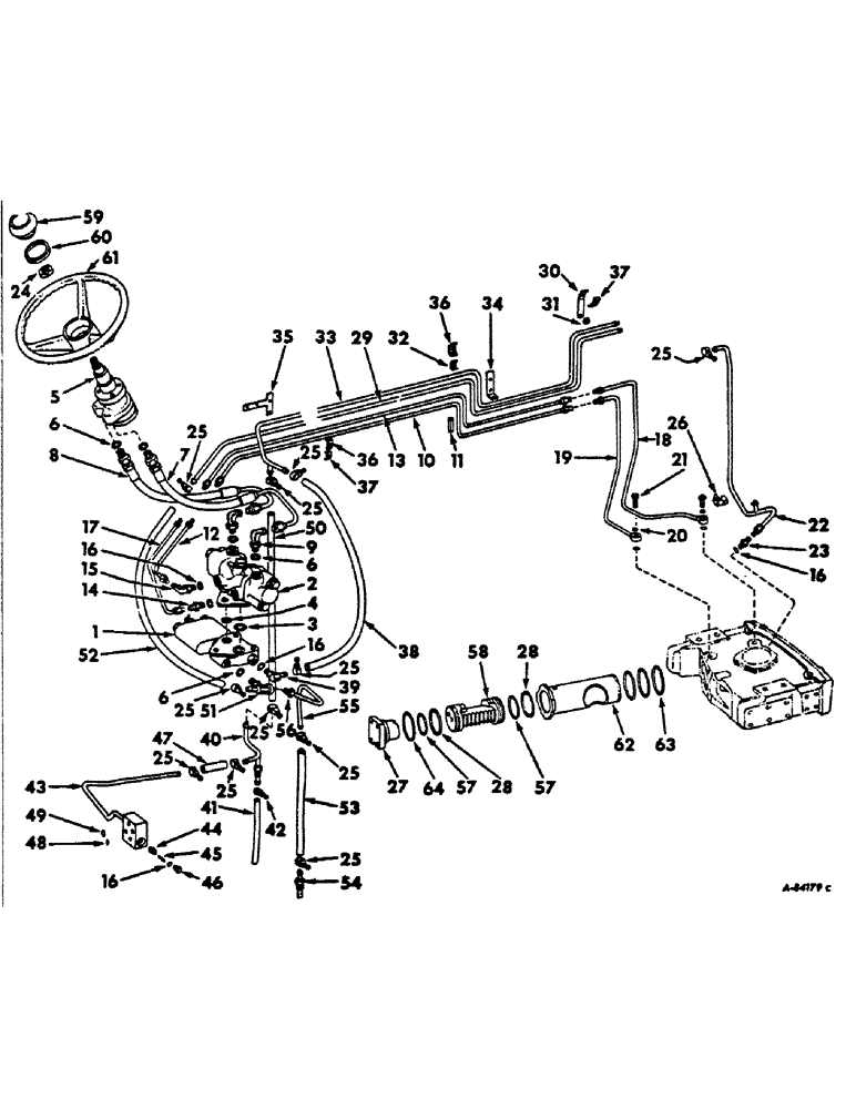 Схема запчастей Case IH 656 - (J-06) - STEERING MECHANISM, POWER STEERING, FARMALL LP GAS ENGINE GEAR DRIVE TRACTORS Steering Mechanism