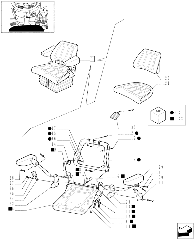 Схема запчастей Case IH JX65 - (1.93.3/05B[01]) - (VAR.956) DELUXE VINYL SEAT WITH BELTS, SUPPORT, SAFETY SWITCH AND COMPONENT PARTS - D5511 - C5652 (10) - OPERATORS PLATFORM/CAB